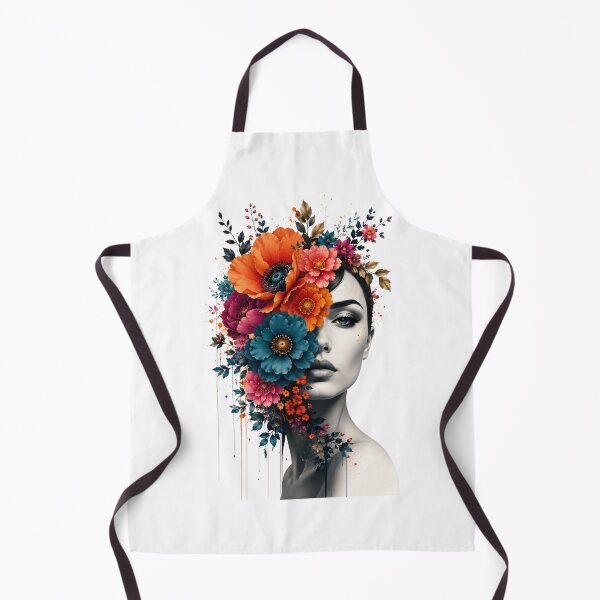 Item preview, Floral Woman Half Face Colorful Flowers Drip Black and White Art Print designed and sold by Leogasup.