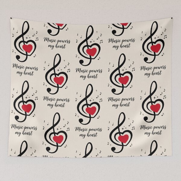 Item preview, Music Powers My Heart - Vintage Treble Clef & Musical Notes Graphic designed and sold by Tokraz-art.