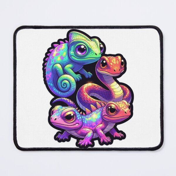 Item preview, Cute Colorful Reptile Trio Procreate Sticker Design designed and sold by ExploreAura Studio.