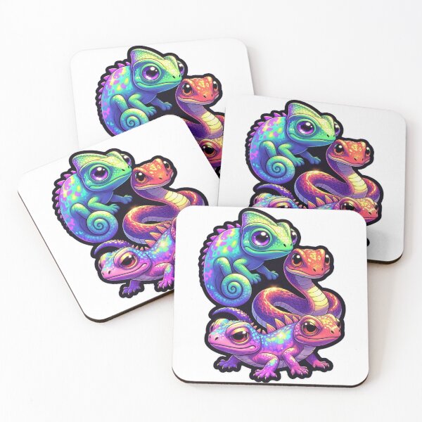 Item preview, Diseño de pegatina para Procreate: Trío de reptiles coloridos y adorables designed and sold by ExploreAura Studio.