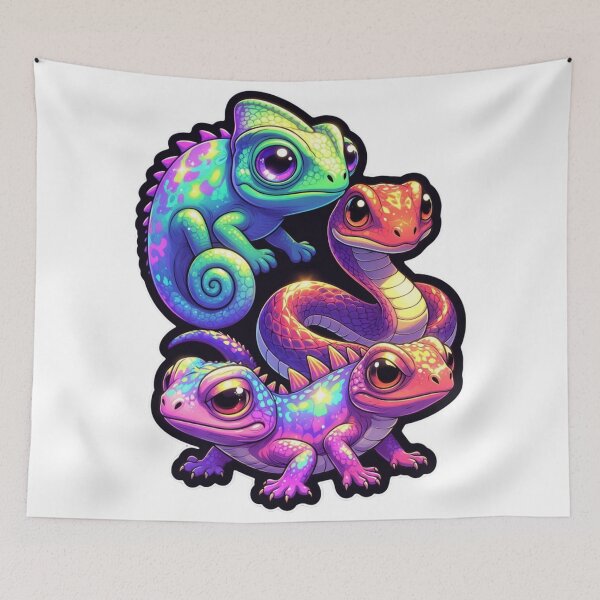 Item preview, Cute Colorful Reptile Trio Procreate Sticker Design designed and sold by ExploreAura Studio.