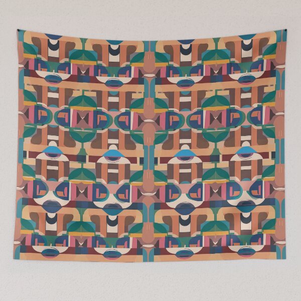Item preview, Modern Abstract Geometric Pattern in Neutral Peach and Charcoal designed and sold by Grafititee.