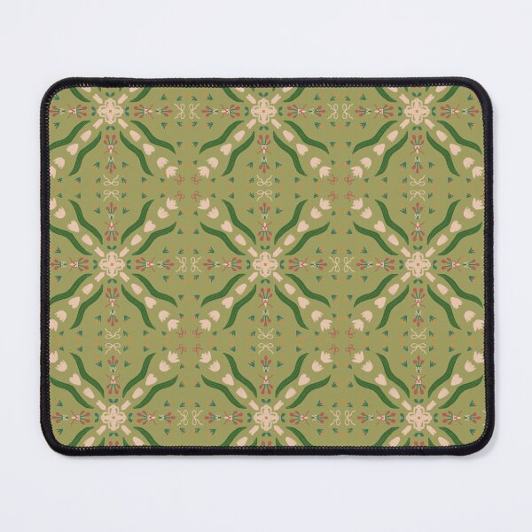 Item preview, Green Folk Floral Tile — Blue Lemon Studio Original Illustration designed and sold by BluelemonStudio.
