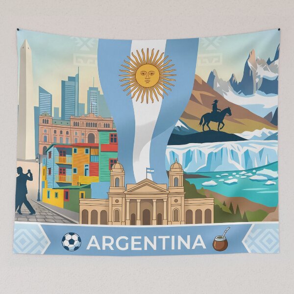Item preview, Flag Argentina Argentine Cultural Heritage Patterns Landscapes National  designed and sold by ART ATTACK ZONE.