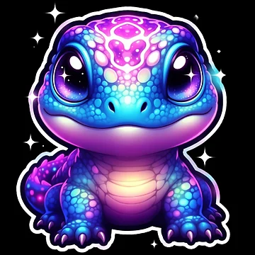 Artwork thumbnail, Cute Kawaii Gecko Reptile Procreate Sticker Design by ExploreAura Studio