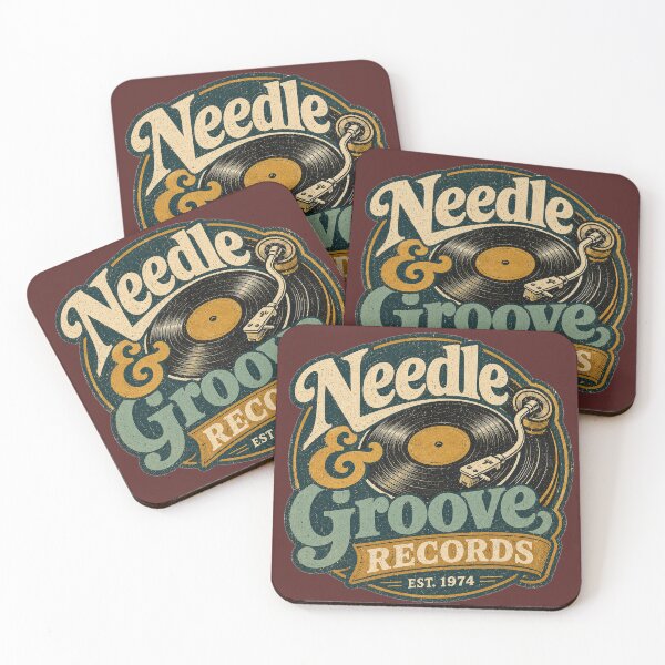 Item preview, Needle & Groove Records - Retro Vinyl Shop Design designed and sold by Golden Era Studio.