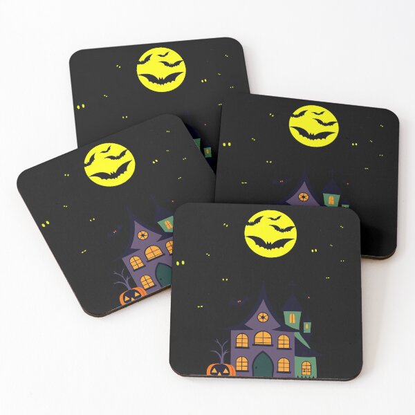 Item preview, spooky haunted house under yellow moon  designed and sold by FahdSpaceArt.