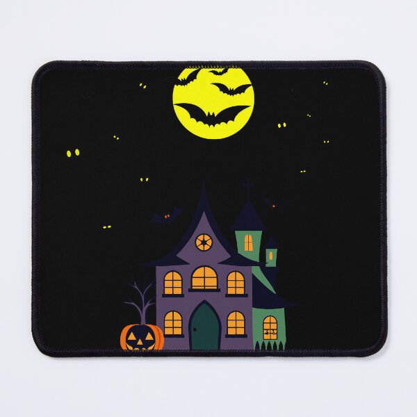 Item preview, spooky haunted house under yellow moon  designed and sold by FahdSpaceArt.