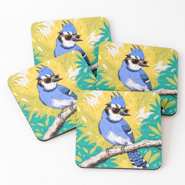 Item preview, Cool Blue Jay Wearing Sunglasses Tropical Bird Illustration designed and sold by DariaOltes.