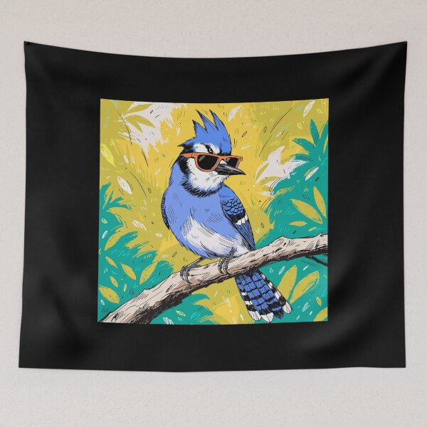 Item preview, Cool Blue Jay Wearing Sunglasses Tropical Bird Illustration designed and sold by DariaOltes.