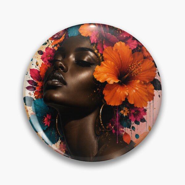Item preview, Black Woman Floral Watercolor Background Colorful Flowers Wall Art Print designed and sold by Leogasup.
