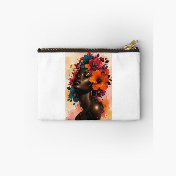 Item preview, Black Woman Floral Watercolor Background Colorful Flowers Wall Art Print designed and sold by Leogasup.
