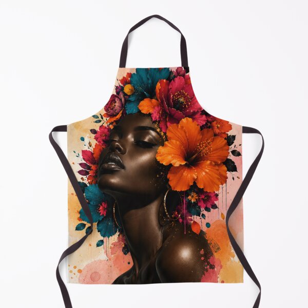 Item preview, Black Woman Floral Watercolor Background Colorful Flowers Wall Art Print designed and sold by Leogasup.