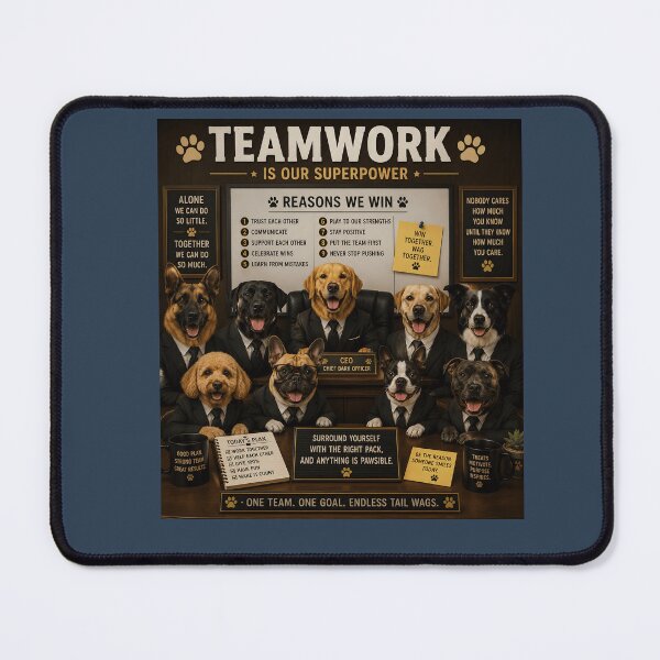 Item preview, Teamwork Is Our Superpower Funny Dog Office designed and sold by Hornace88studio.