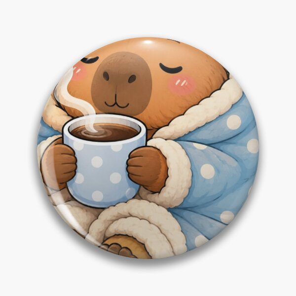 Item preview, Sleepy Capybara Coffee Time Sticker designed and sold by SandudeStudio45.