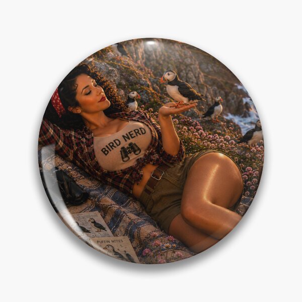 Item preview, Bird Nerd Pin-Up: Puffin Point Sunset designed and sold by Kimberly Palmer.