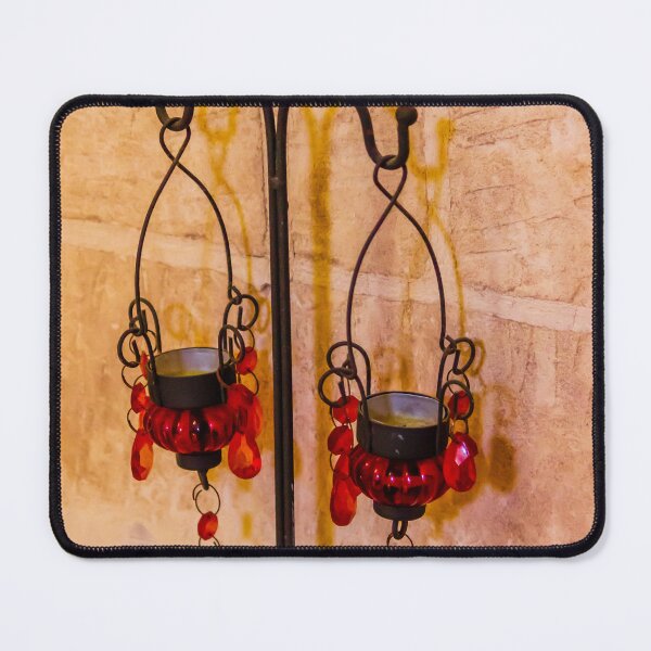 Item preview, Red Crystal Candle Holders On Iron Stand Against Stone Wall Decorative Tealight Display designed and sold by Nmallia.