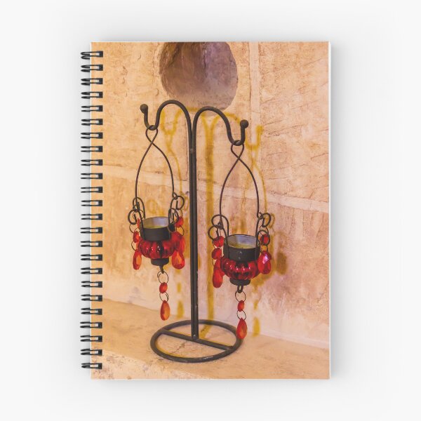 Item preview, Red Crystal Candle Holders On Iron Stand Against Stone Wall Decorative Tealight Display designed and sold by Nmallia.