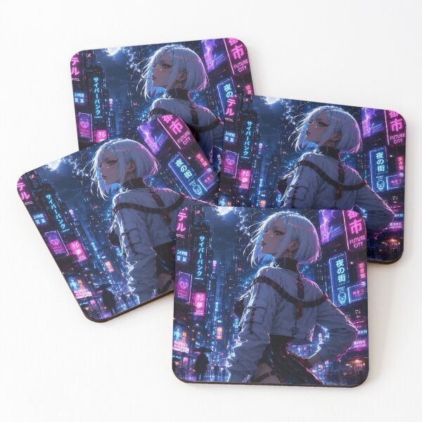 Item preview, Chica de ciudad neón cyberpunk | Estética nocturna de guerrera anime futurista designed and sold by Dyan4.