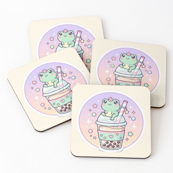 Item preview, Kawaii Frog Bubble Tea Circular Sticker designed and sold by sillyweas.