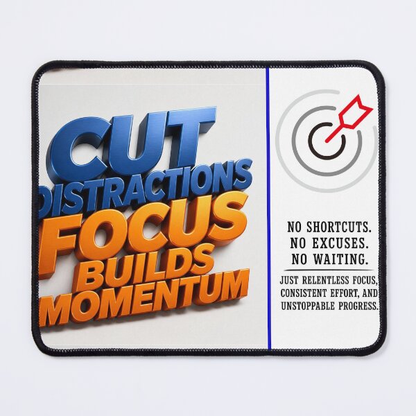 Item preview, Cut Distractions Focus Builds Momentum – No Excuses Motivational Graphic designed and sold by UrmiCreation.