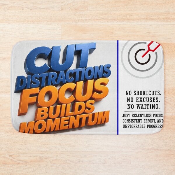 Item preview, Cut Distractions Focus Builds Momentum – No Excuses Motivational Graphic designed and sold by UrmiCreation.