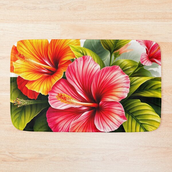 Item preview, Tropical Hibiscus and Lush Leaves Pattern designed and sold by CooksCreators.
