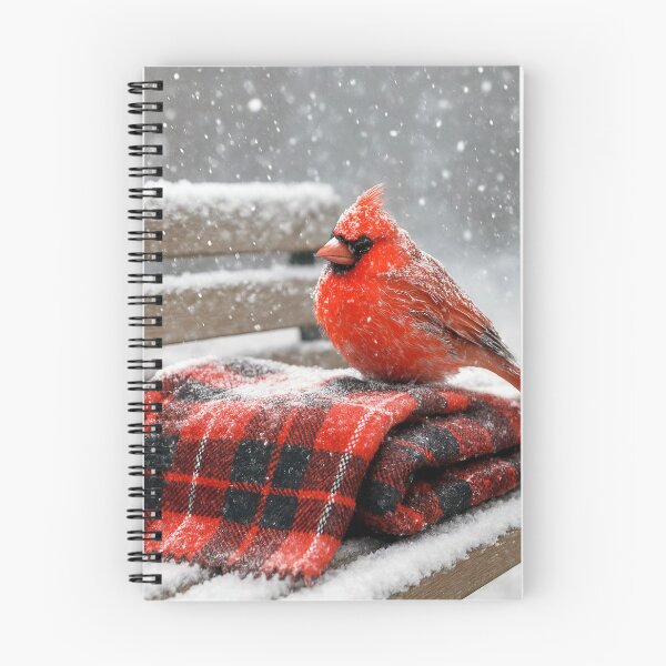 Item preview, Red Cardinal on a Plaid Blanket in Snowflakes designed and sold by Maria Dryfhout.