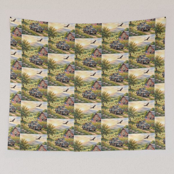 Item preview, Patriotic Country Farm Sunrise Scene designed and sold by amusefullife.