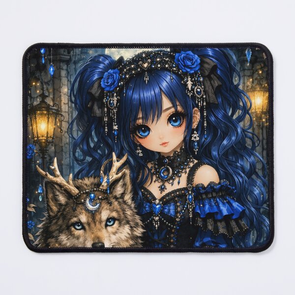 Item preview, Mystical Anime Lady with Wolf Guardian designed and sold by PureVibeStudio.