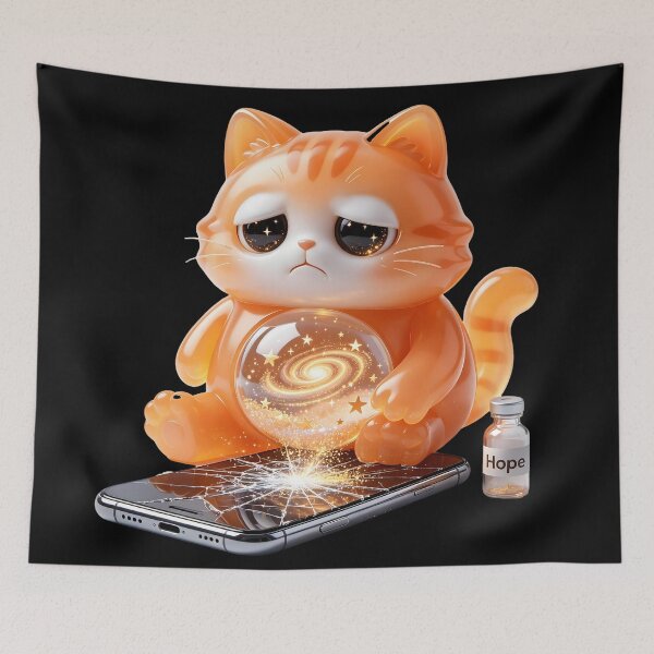 Item preview, Emerald Cat - The Heartbreak: That Moment Your Screen Shatters designed and sold by ABYSSLAB.