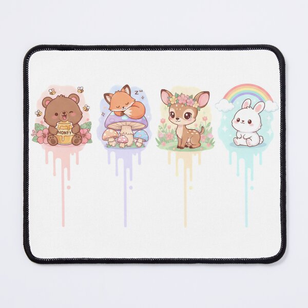Item preview, Cute Kawaii Woodland Animals Pastel Drip Sticker Sheet | Bear Fox Deer Bunny Aesthetic designed and sold by QuirkyCloud Designs.
