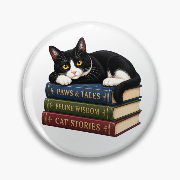 Item preview, Tuxedo Cat Resting on Books designed and sold by Myra365Art.