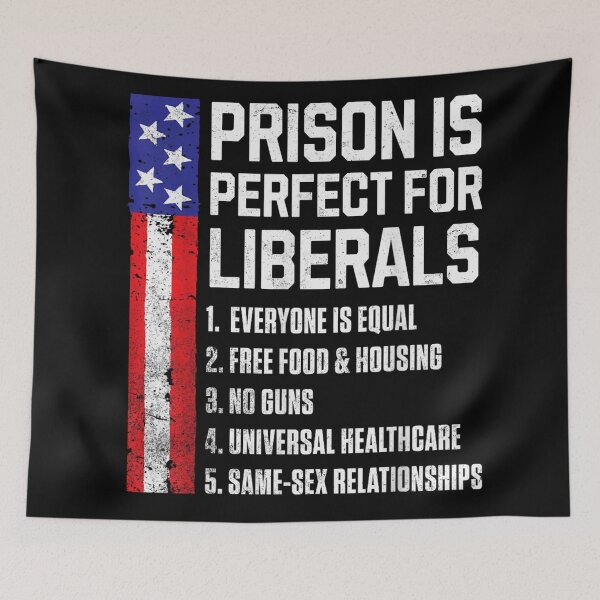 Item preview, Funny Anti Liberal Political Satire USA Flag Prison Is Perfect For Liberals Design designed and sold by MassonCalepon.