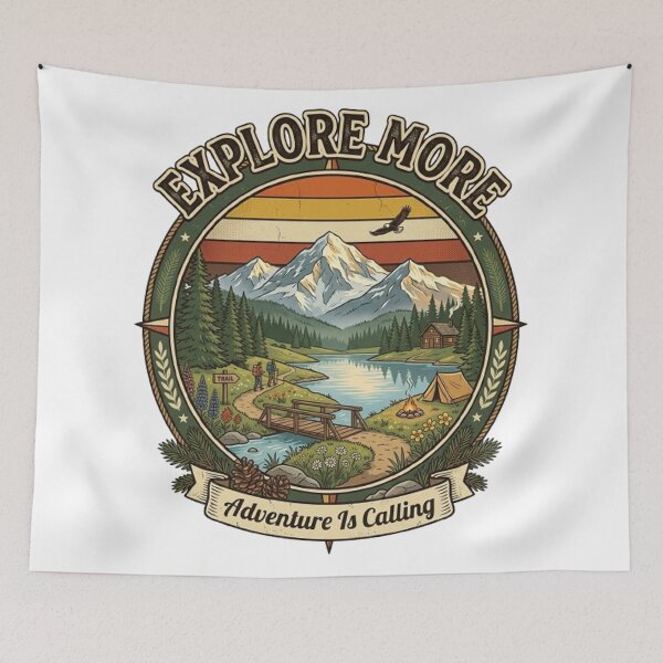 Item preview, Explore More Adventure Is Calling Vintage National Park Retro Camping Design designed and sold by CreativeNest Prints.