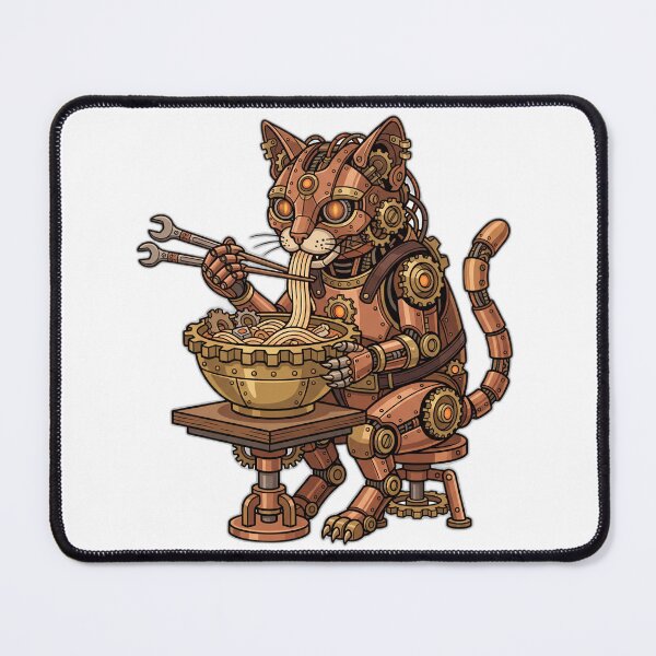 Item preview, Steampunk Mechanical Cat Ramen Gear Bowl designed and sold by ryanguas.