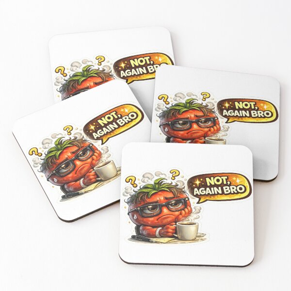Item preview, Funny Tomato Not Again Bro Coffee Burnout Office Sticker designed and sold by Bhinfy.