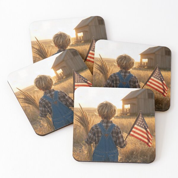 Item preview, Boy Holding an American Flag and Wheat Sheaves designed and sold by Maria Dryfhout.