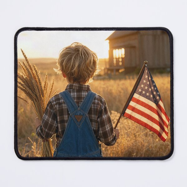 Item preview, Boy Holding an American Flag and Wheat Sheaves designed and sold by Maria Dryfhout.