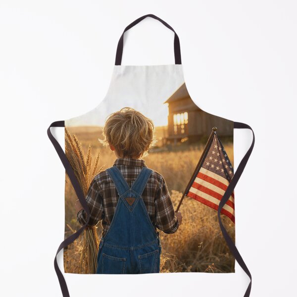 Item preview, Boy Holding an American Flag and Wheat Sheaves designed and sold by Maria Dryfhout.