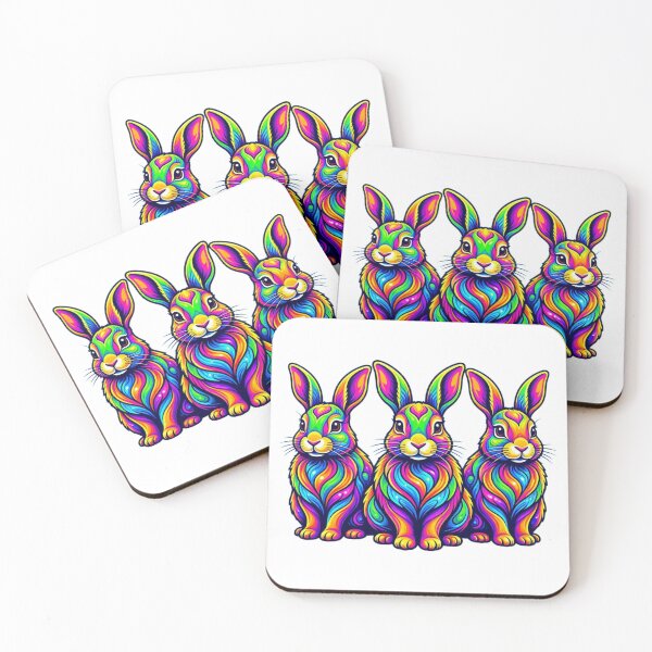 Item preview, Vibrant Rainbow Bunny Trio Art designed and sold by BRTSHA88.