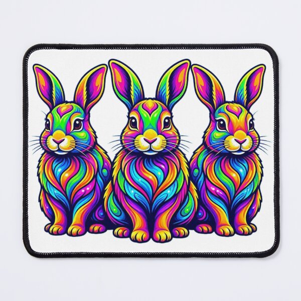 Item preview, Vibrant Rainbow Bunny Trio Art designed and sold by BRTSHA88.