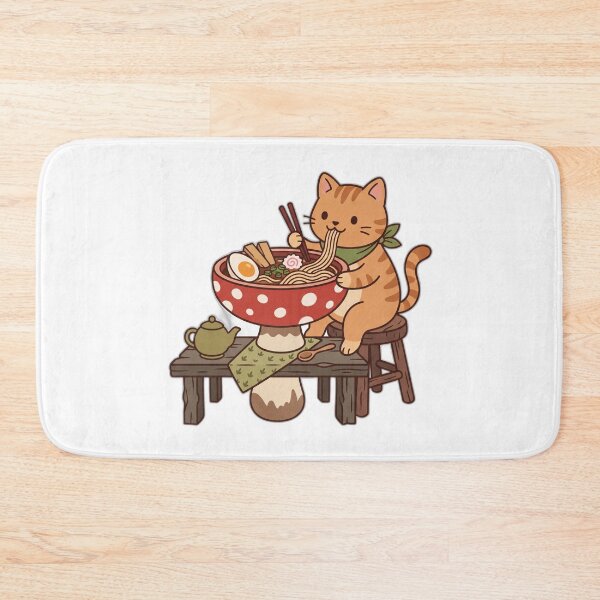 Item preview, Cottagecore Mushroom Bowl Cat Ramen Fairycore designed and sold by ryanguas.