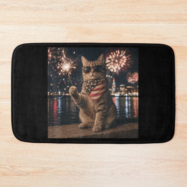 Item preview, Cute Cat Sparkler Sunglasses American Flag Bandana Fourth Of July designed and sold by LizzyKeiko.