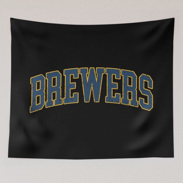 Item preview, Vintage Brewers Baseball Varsity Letter Distressed Navy Yellow Sports Merch designed and sold by LizzyKeiko.