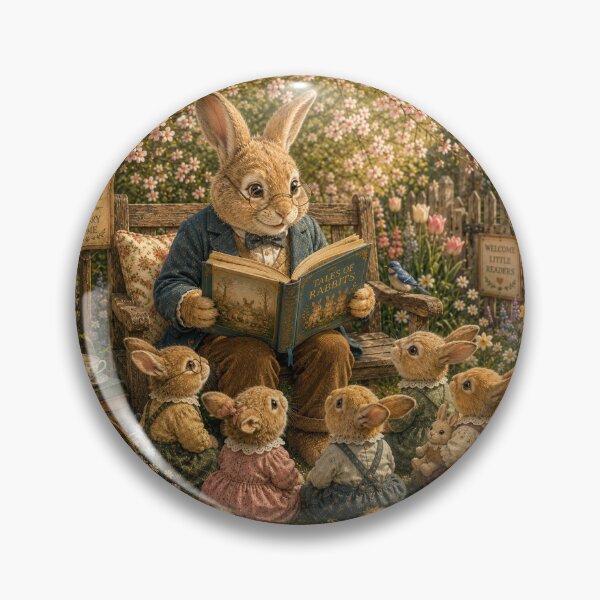 Item preview, Story Time in the Spring Garden | Storybook Bunny Reading to Baby Rabbits designed and sold by Novel Works Studio.