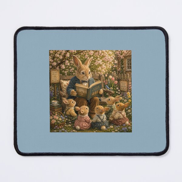 Item preview, Story Time in the Spring Garden | Storybook Bunny Reading to Baby Rabbits designed and sold by Novel Works Studio.