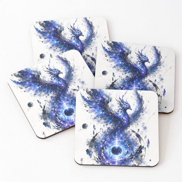 Item preview, Cosmic Phoenix Rebirth | Blue Galaxy Bird Space Fantasy Watercolor Art designed and sold by Dyan4.