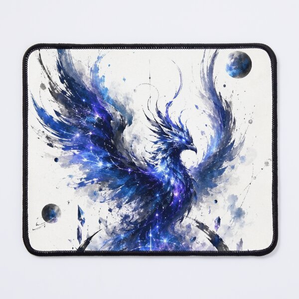 Item preview, Cosmic Phoenix Rebirth | Blue Galaxy Bird Space Fantasy Watercolor Art designed and sold by Dyan4.