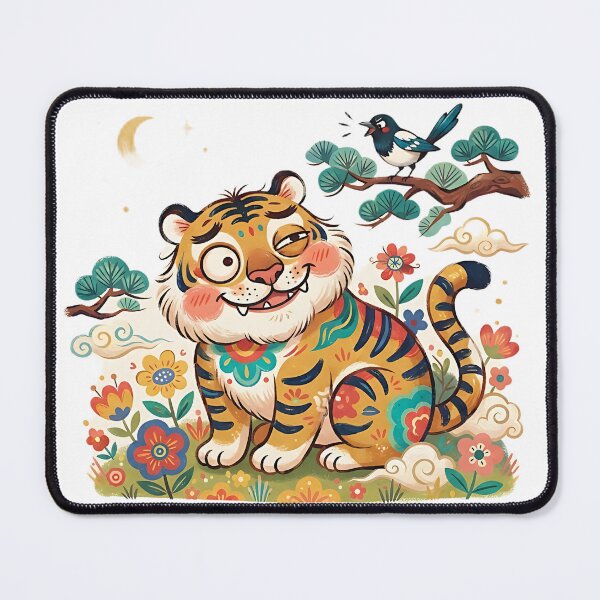 Item preview, Drunken Korean Tiger Folk Art | Funny Minhwa Tiger Wall Art designed and sold by K-Tradition.